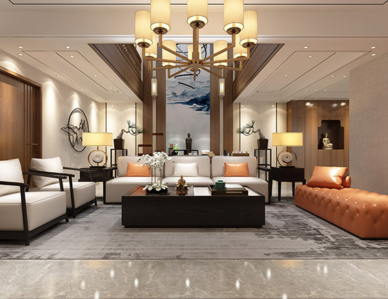 伊川自建房300平新中式风格装修效果图