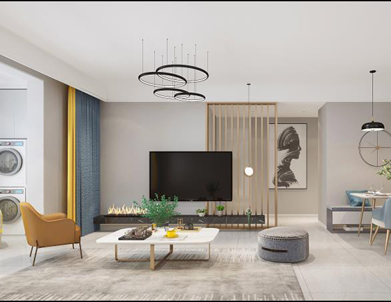 路径御城99平现代风格两居室装修效果图