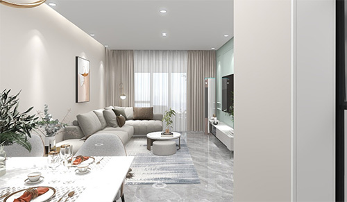 兰溪105平现代简约风格装修VR全景图