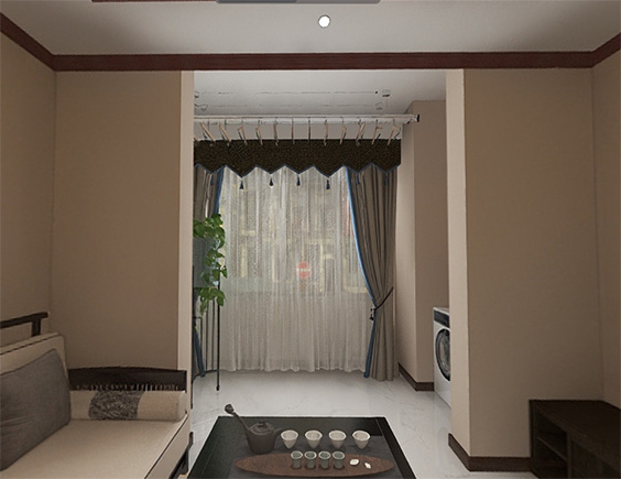 建业定鼎府89平新中式风格装修VR全景图