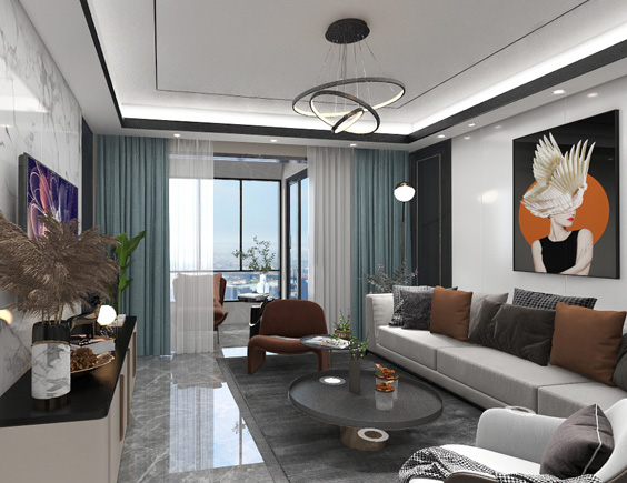 焦作沁园春137平新中式风格装修VR全景图