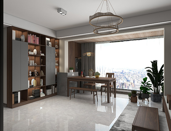 建业科技城93平新中式风格装修效果图