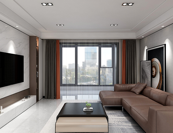 建业尊府143平现代轻奢风格装修效果图