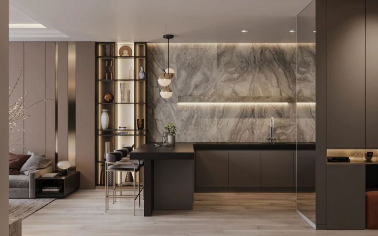 升龙城92平小三室现代极简风格效果图